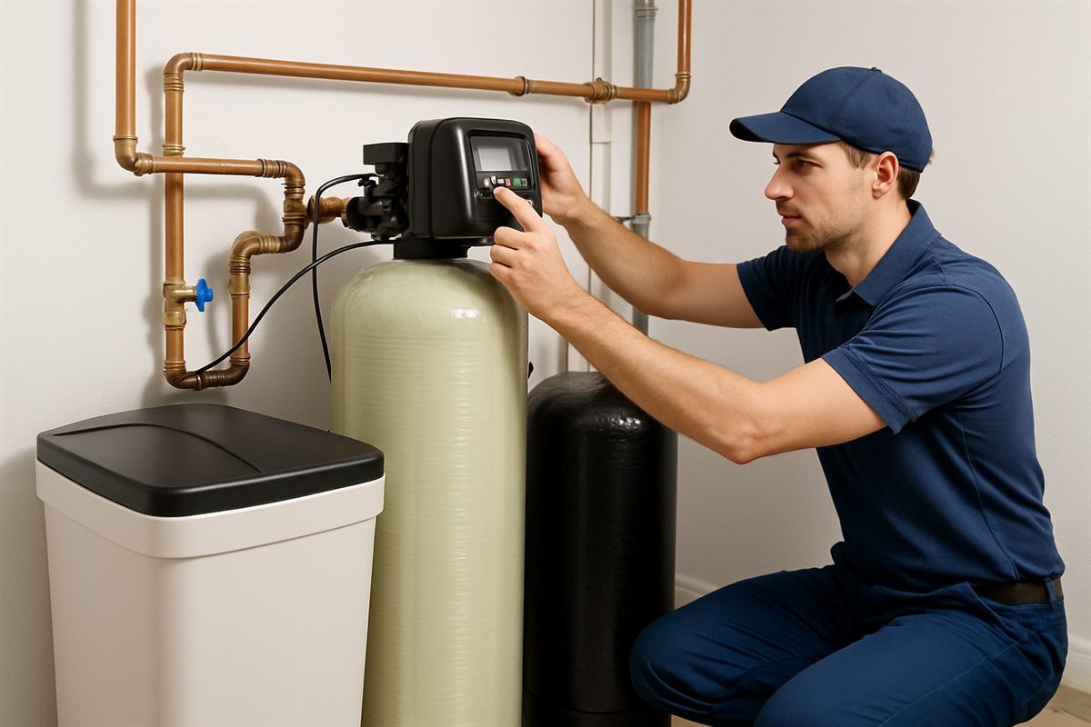 Water softener and iron filter installed in a Minnesota home