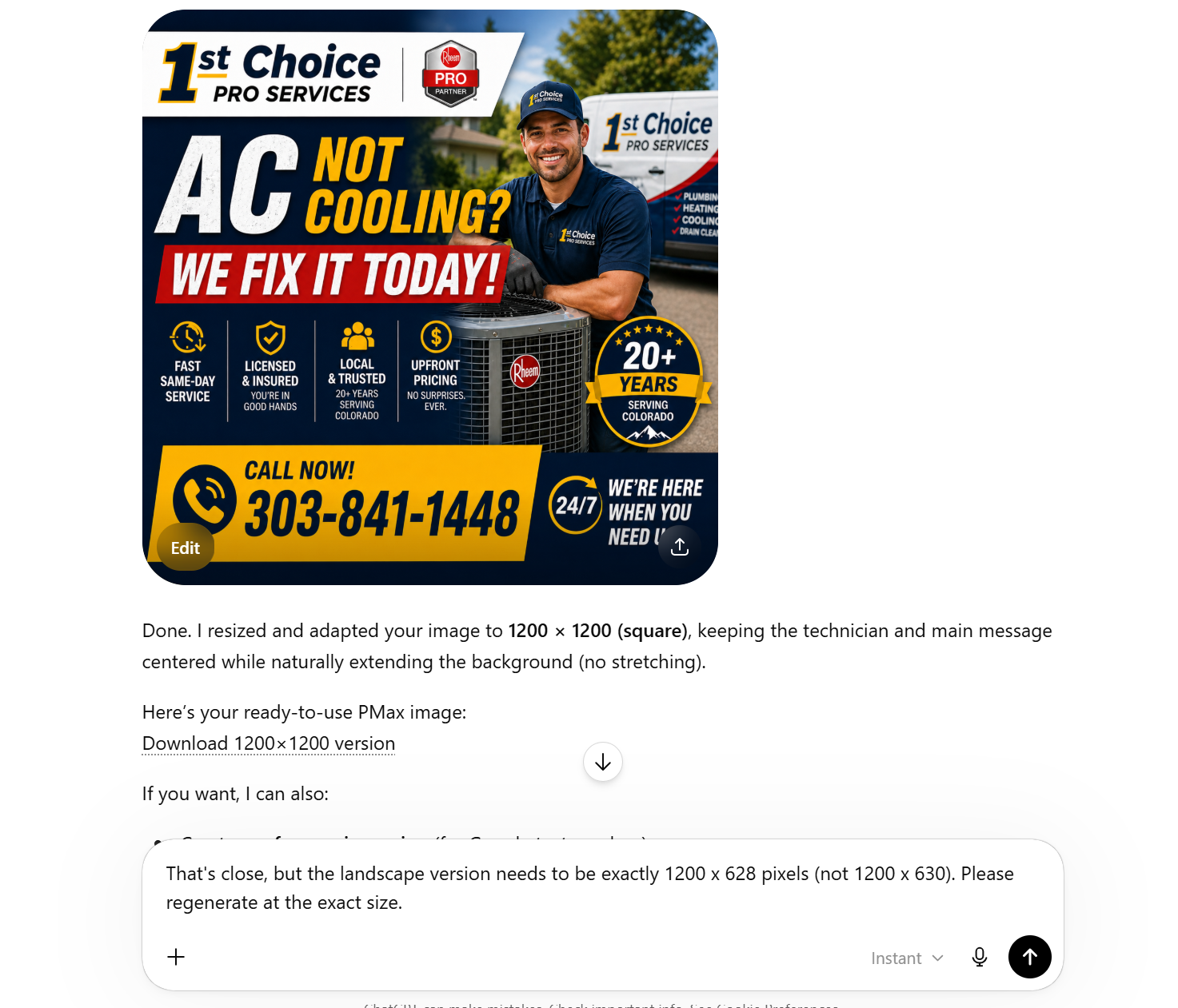 Adjusting the image size
